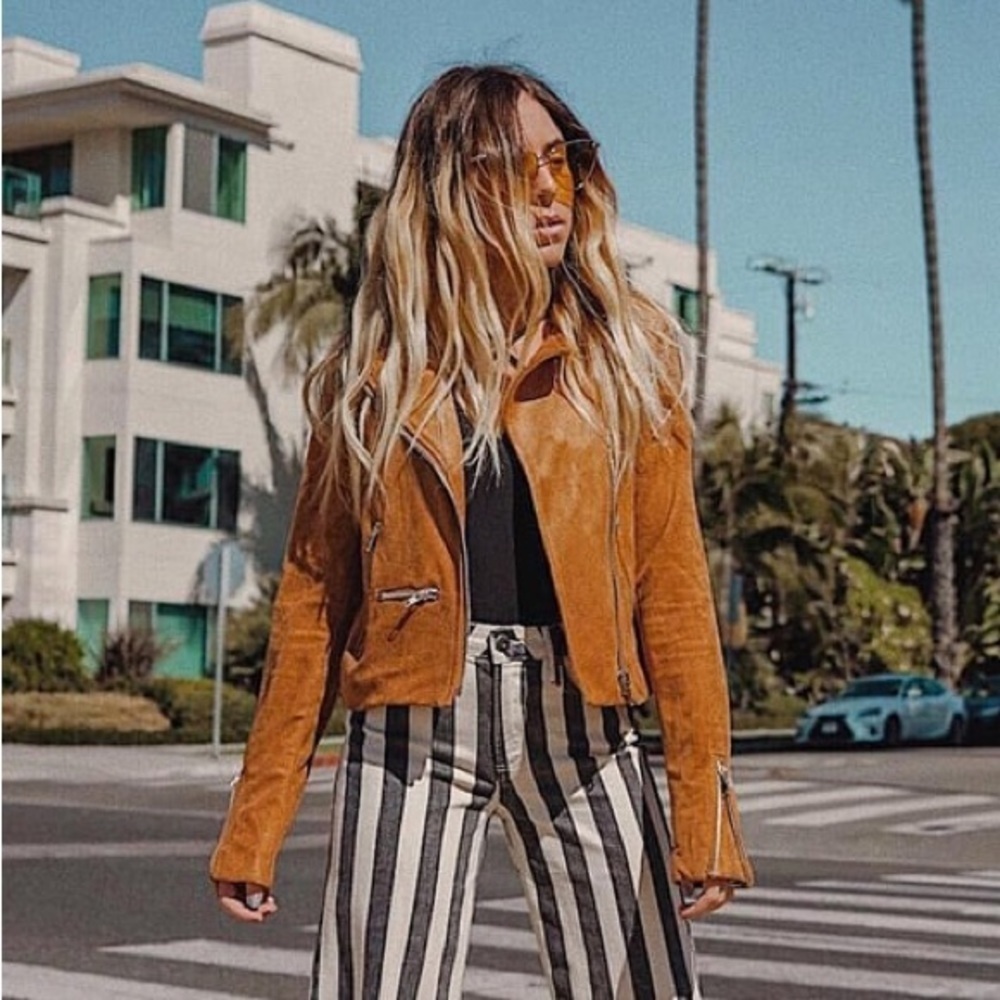 Lulus Faux Suede with Love Tan Suede Moto Jacket Western M